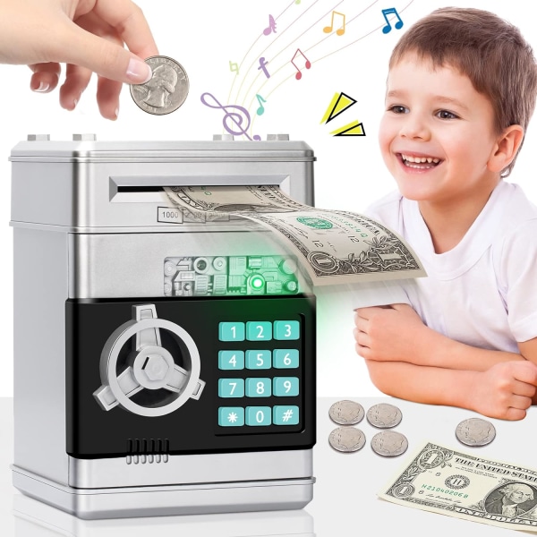 Bankomat Spargris för riktiga pengar för pojkleksaker Ålder 6-8-10-12, Pengasparbox för vuxna Julklappar för födelsedagspresenter för barn 5-7