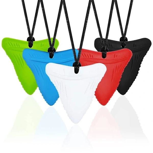 5 st Sensory Tuggumhalsband - Tuggumhalsband för Sensoriska Barn, Hajtandshalsband, Nagelbita Terapi för Barn och Vuxna