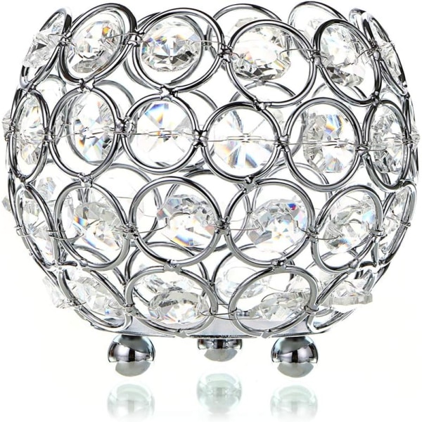 10 cm Kristallskål Votive Ljusstake Glittrande Teljus Ljusstakar Ljuslyktor Dekorativ Kandelabervas för jul (silverfärgad)