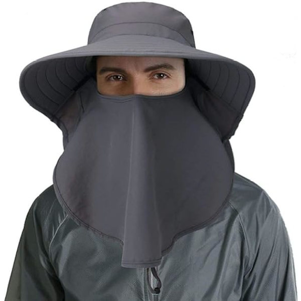 Home Prefer Mens UPF 54+ Solskyddande hatt Bred Brätte Fiskehatt med Nackskydd