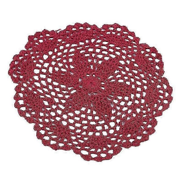 30 cm Rund Bomullsblanding Håndheklet Blomsterblonde Brikke Bordmatte ginger