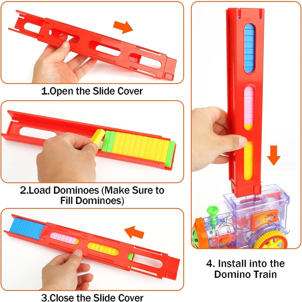 Domino- set, 80st roliga och färgglada Domino-rallytåg för att bygga och stapla Domino med 2st Domino-fodral för pojkar och flickor