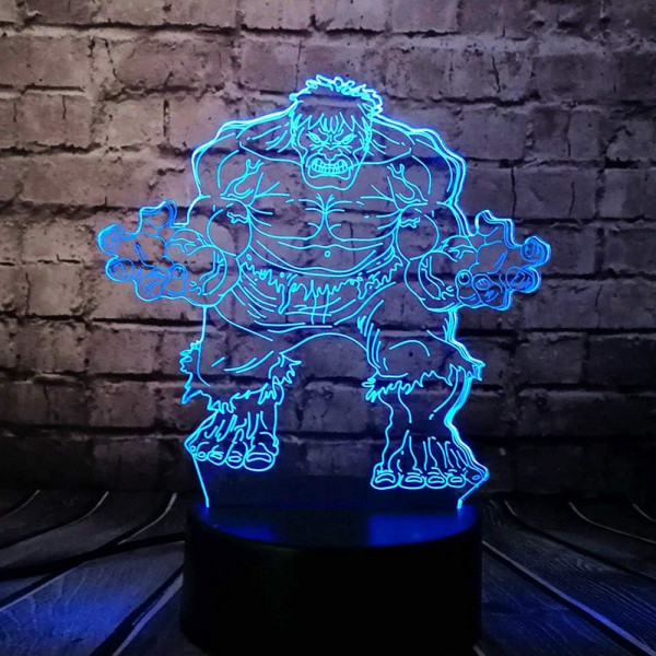 Hero Hulk 3D Cartoon Shade Switch Lys Til dreng Soveværelse LED Bordlampe Avengers Figur Comic 7 Farve USB RC Skift Ferie Bord Dekoration Stemning
