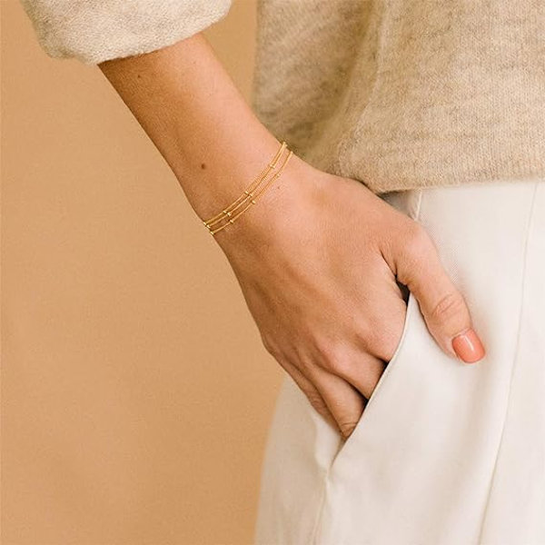 Armband för kvinnor 14K guldpläterad delikat kedja enkelt smycke sött för flickor