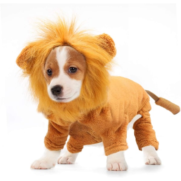 Hund Lejon Kostym Fest Simulering Lejon Husdjur Kostym Cosplay Dress Up Pet Lejon Luvtröja Katt Kostym Party L Storlek