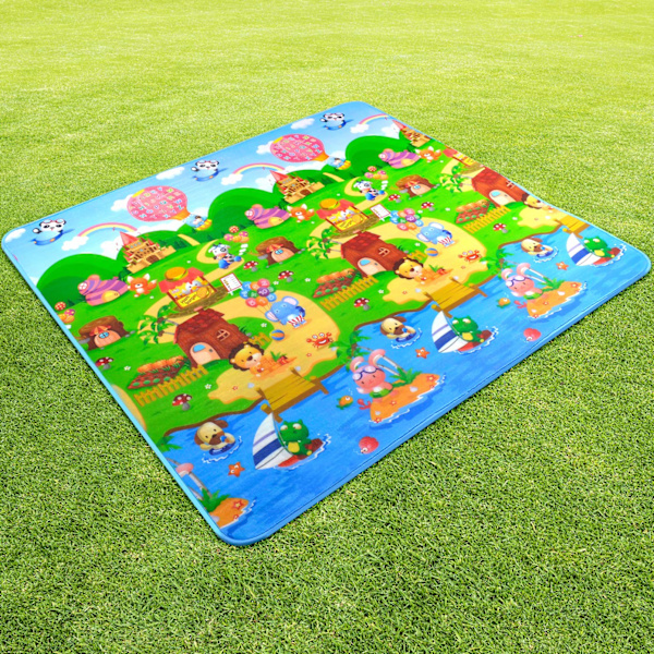 Legemåtte, 200 x 180cm/180 x 120cm Foldbar Stor Skridsikker Krablemåtte, Dobbeltsidet Legebarns Krablemåtte
