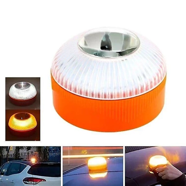 Nyaste Portabla Nödljus V16 Homologerad Bil Nödljus Fyr Orange/Blå/Röd Magnetisk Induktions Stroboskoplampa blue 2pcs