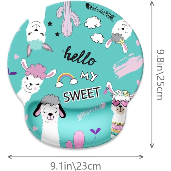 Cute Sweet Alpaca Mouse Pad Wrist Rest Support, Non Slip Rubber Base Mousepad, Ergonomic Mouse Wrist Rest Pad Computer, 250mmx230mmx5mm