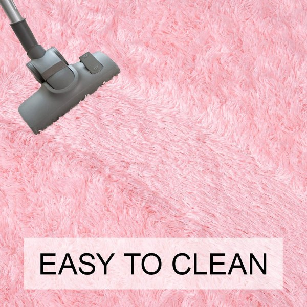Oval Fluffy Ultra Soft Arealækker til soveværelse Plys Shaggy Tæppe til Børneværelse Sengekantsmåtter, 2,6 x 5,3ft, Pink