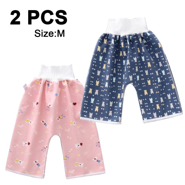 2 stk Quit Diaper Træningsbukser - Blebukser Pink Bear + Full Silver Bear M (0-4 år)