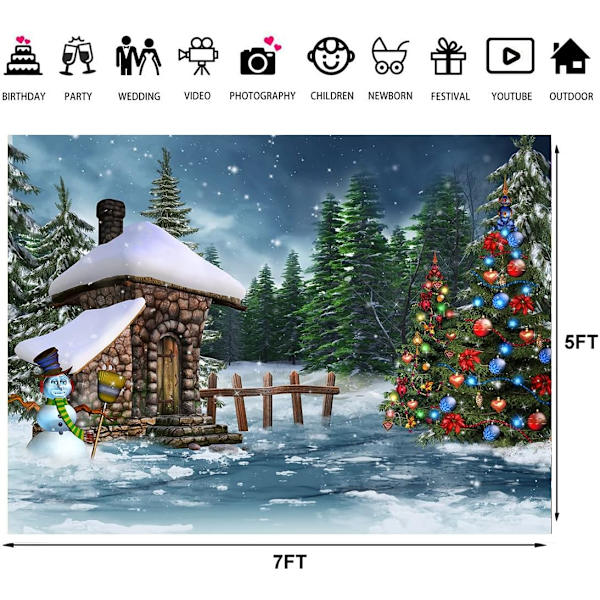 7X5ft Vinter Snö Foto Bakgrund Jul Fotografi Bakgrunder Jul Foto Props Bakgrund Jul Tema Fest Dekorationer