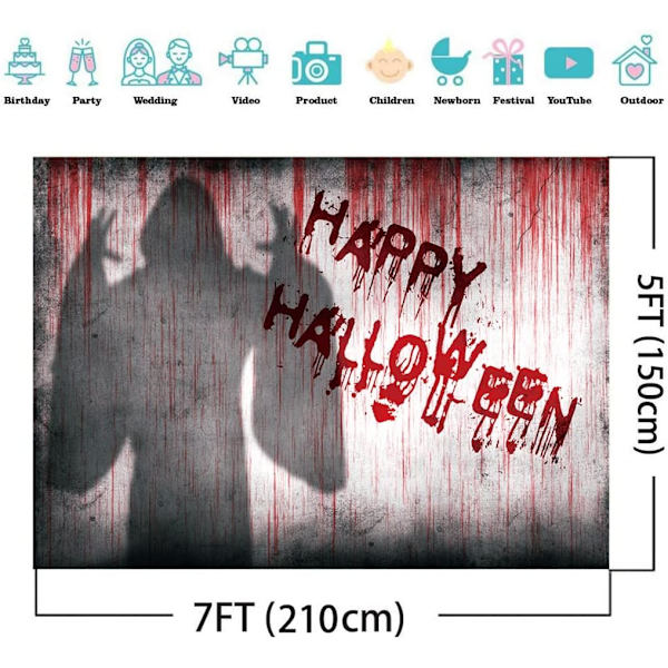 7X5FT Pelottava Halloween-juhlan tausta Halloween-taustat valokuvaukseen Kangas Ghosting-valokuva tausta DH-700