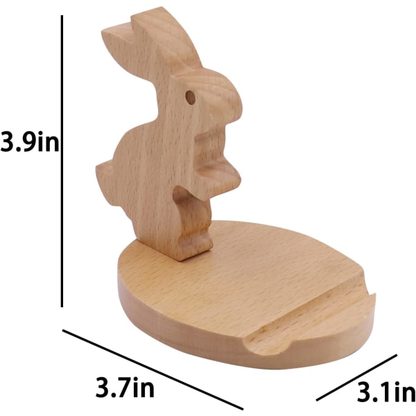 Cute Bunny Cellphone Stand Holder Wooden Smartphone Desk Holder for All Mobile Phones