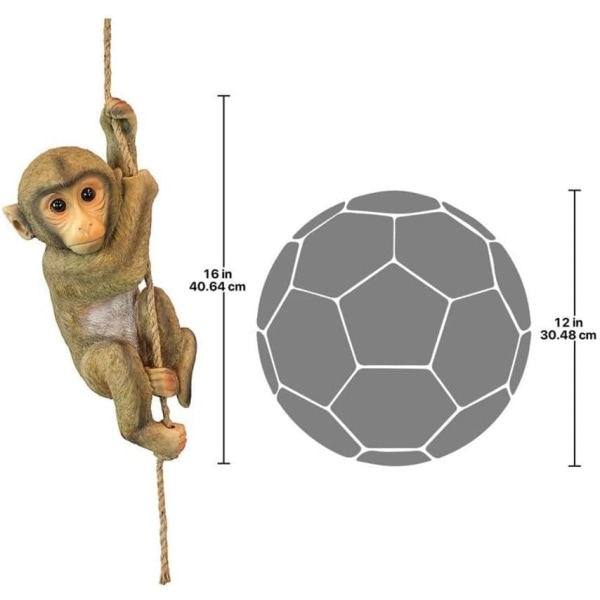 Chico Den Chimpanse Baby Monkey Hængende Dyrestatue, 16 Tommer Høy, Håndstøpt Polyresin, Fullfarge Finish