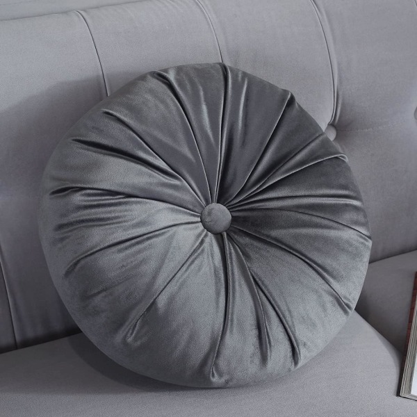 Pyöreä Velvet yksivärinen tuoli tyyny kurpitsa röyhelö tyyny kodin sisustus lattia tyyny 15 tuumaa halkaisijaltaan vaaleanharmaa