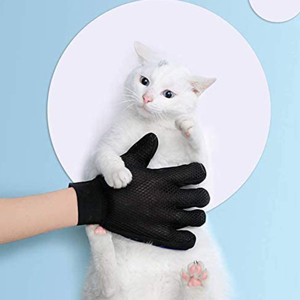 Hanske for kjæledyrpleie - Gentle De-Shedding Brush Gloves - Effektive hansker for fjerning av pels - Blå