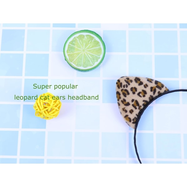 Leopard Cat Ear Pannband Pälsade Leopard Öron Katt Leopard-F