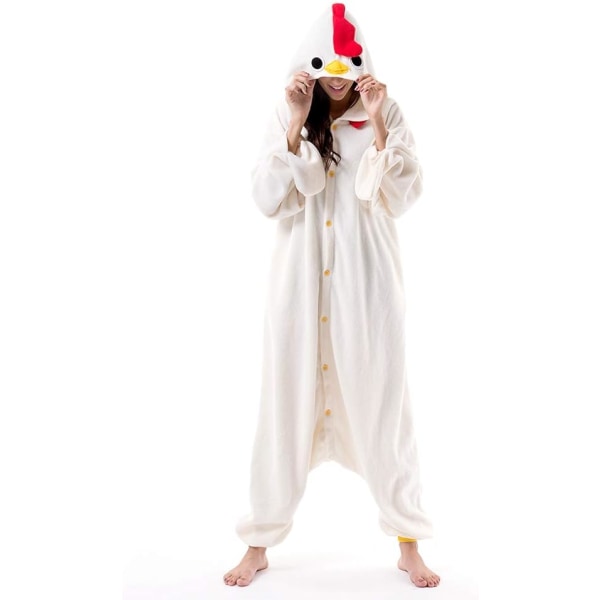 Unisex Aikuisten Piirretty Puku Halloween Joulu Unipuku Haalarit Onesies Plushie Cosplay Pyjamat Valkoinen Kana L