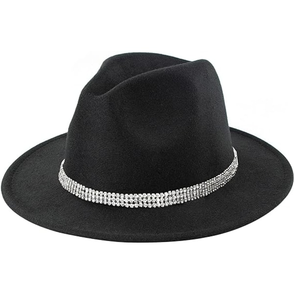 Klassisk filt-Fedora hat med bæltespænde kvinder bred skygget uld panamahat justerbar