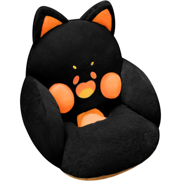 Stolen katteformet stolpude, behagelig kawaii doven sofa kontorgulv sædepude sød kat pude spil stol hjem soveværelse indretning sort 60,96 x 50,80 cm