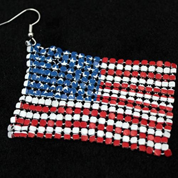 Patriotiske røde, hvide og blå amerikanske flagørering, flip-flop sandal sommerfugl diamant dinglende dråbeørering, 4. juli uafhængighedsdag gave