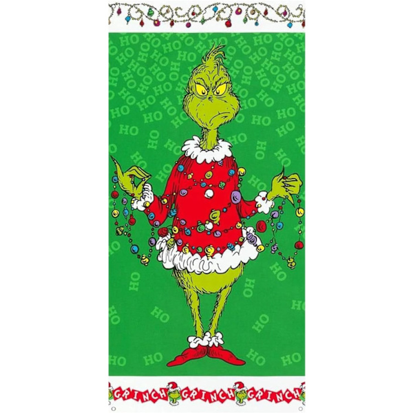 Grinchmas-ovien koristeet - Iloinen Jouluovikoriste Musta ja Vihreä Jouluovibanneri-kyltti Etuoveen Juhliin