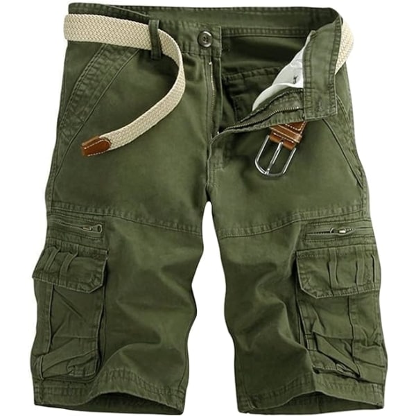 Cargo-shorts for menn Lett multilomme uformelle korte bukser uten belte