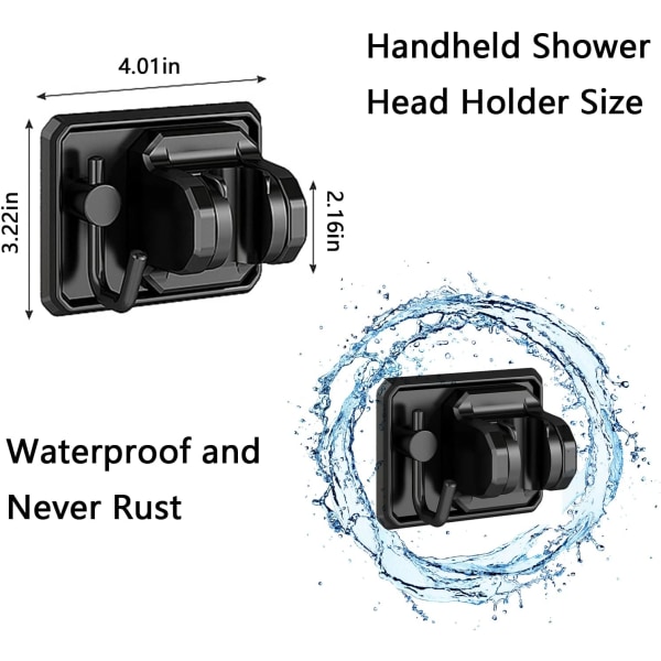 Dusjhodeholder med krok - Sterk selvklebende vanntett håndholdt dusjhodeholder, justerbar dusjhodeholder veggmontering for bobil