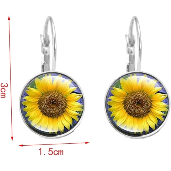 Heyone Sølv Transparente Glas Solsikke Drop Dangle Øreringe Kvinder Gule Solsikke Øreringe
