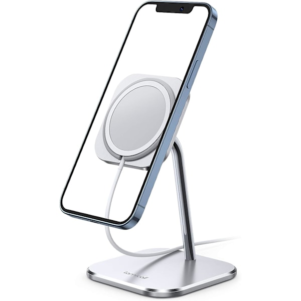 Aluminiumladdningshållare Dock Cradle för skrivbord 360 graders rotation, kompatibel med Apple iPhone 15 14 Plus 13 12 Mini, Pro, Pro Max[MagSafe ingår ej]