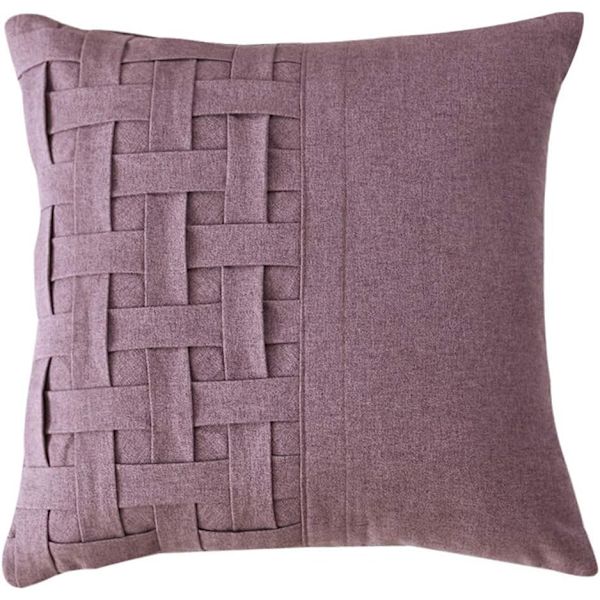 Dekorativt putetrekk i vevd mønster, mykt linstrukturert, ensfarget, firkantet putetrekk til sofa, soverom, bil (GT lilla, 45 x 45 cm)