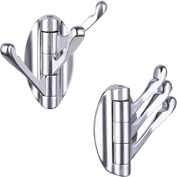 Håndklekrok Krom 2 STK, Metall Svingbar Foldbar Baderomskrok, Håndkleholder, Kraftig Klær Badekåpekrok for Baderomsveggmontering