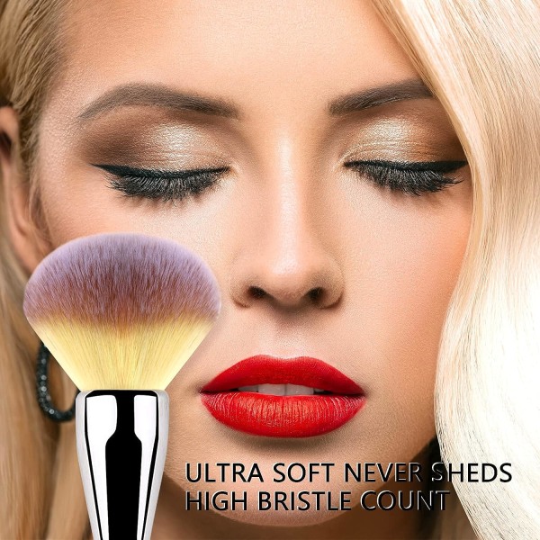 Foundation Brush, Stor Pudderbørste Flad Buet Premium Holdbar Makeupbørste Perfekt