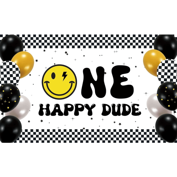 71\" x 43\" En Glad Kille Pojke Banner Bakgrund Smiley Pojke 1:a Födelsedag Bakgrund Fotografi Ballong Pojke Första Födelsedagsfest Tillbehör