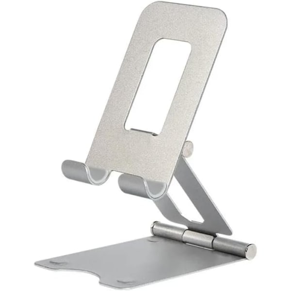 Bi-fold mobiltelefonbord | bordsstativ med justerbart stativ, lämplig för iPhone, Samsung, Android, surfplatta, iPad (Silver)