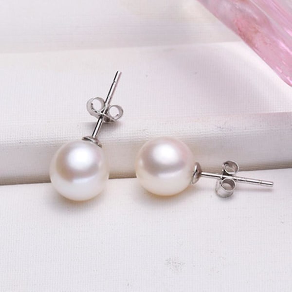 2 Pairs Of Simple Pearl Stud Earrings Female Shell Beads Versatile Fashion Round Pearl Earrings Jewelry, White Betterlifefg