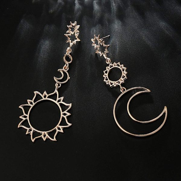 Øreringe til arbejde Små guld chunky hoops kæde hoops røde ørestikker til kvinder 1 par stilfulde søde stjerne måne øreringe (guld, one size)