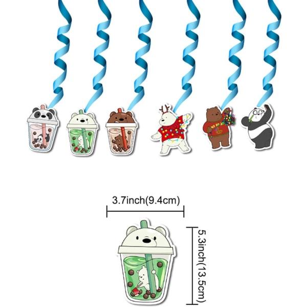 We Bare Bears -syntymäpäiväjuhlien koristeet - Karhujen juhlatarvikkeet, mukaan lukien HAPPY BIRTHDAY -banneri, ilmapallot, kakunkoriste ja cupcake-koristeet