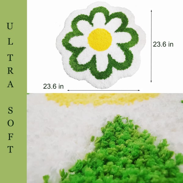 Blomsterformet bademåtte, uregelmæssigt tæppe, søde lyserøde badeværelsestæpper, mikrofiber bademåtte, maskinvaskbar blød absorberende, 23,6x23,6 tommer