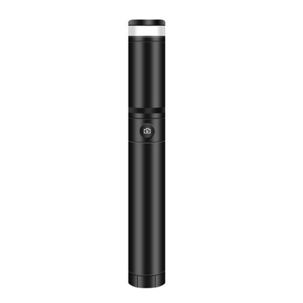 Selfie Stick-stativ, uttrekkbar Selfie Stick med avtakbar Bluetooth-fjernkontrolllukker og fyll lys-ren svart