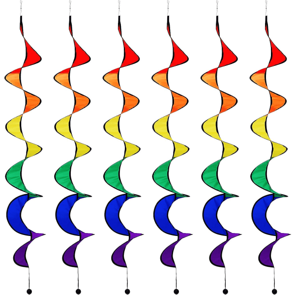 6-osainen 57 tuuman Rainbow Curl Spinner Rainbow kokoontaitettava tuulimylly värikäs riippuva sateenkaaren tuulipyöri