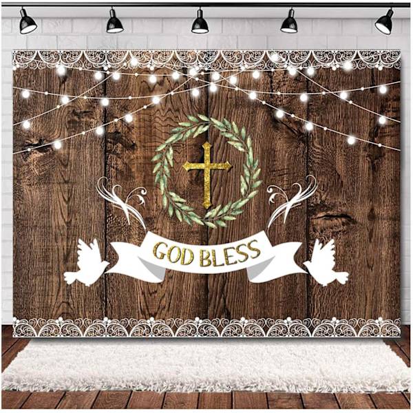 God Bless dåp tema fotografering bakgrunn 7x5ft vinyl barn gutt jente første nattverd fest dekor rekvisitter
