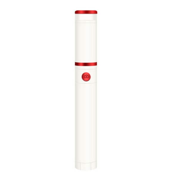 Selfie Stick-stativ, uttrekkbar Selfie Stick med avtakbar Bluetooth-fjernkontrolllukker og fylllys - Hvit rød