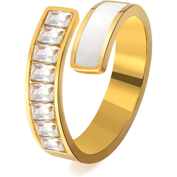 Shell Gold Signet Rings til kvinder, rustfrit stålringe, der ikke anløber, med 18K guldbelægning, chunky statement tommelfingerring til kvinder, piger