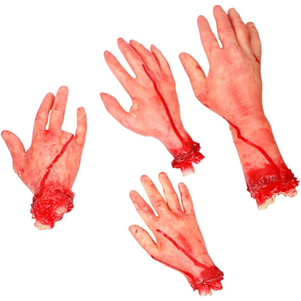 4 kpl - Halloween irrotettavat kädet ja jalat - pelottava verinen rikki kehon osa Halloween-rekvisiitta koristeet