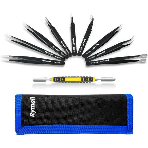 10Pcs Anti-Static Tweezers Precision Esd Tweezers Maintenance Tools Kit, For Electronic Repair