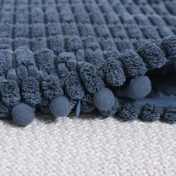 2 poser blå pudebetræk 20x20 tommer, med pompom, egnet til sofa seng stue, blød Corduroy sød firkantet pudebetræk 50x50cm