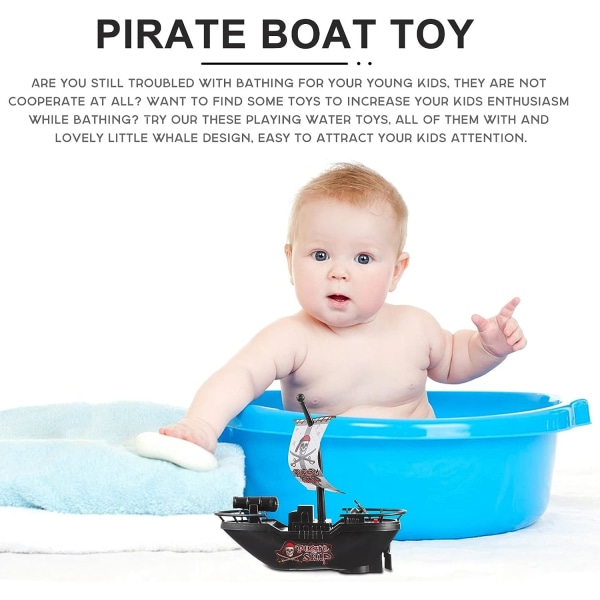 1 stk. Børnepiratbåd Pool Badelegetøj Elektrisk Piratskib Model Pirat Sjovt Lærerigt Badekar Legetøj til Børn Småbørn Piratfest Favør