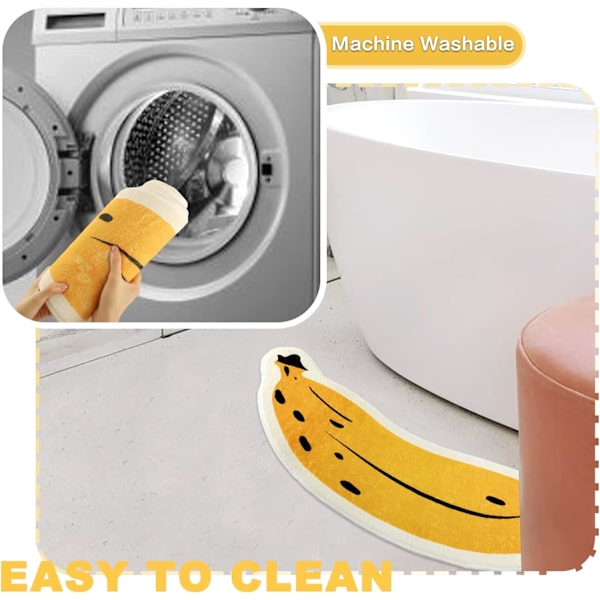 Banan Bad Tepper for Baderom Sklisikker Superabsorberende Badematte for Gulv Badematter Vaskbar Gul Tegneserie Badtepper 17.7x39.4inch/45x100cm
