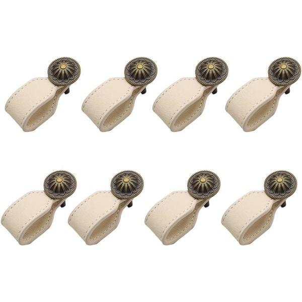 Läderknoppar Kommod Lådknoppar Kökshandtag Badrumsskåp Handtag 8st/Set (78mm, Vit)